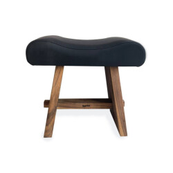 Bazar Bizar The suar stool with leather natural black