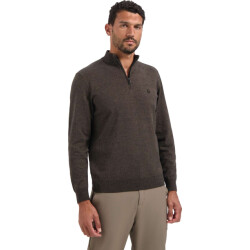 No Excess Pullover half zip 2 coloured melang taupe