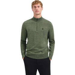 No Excess Pullover half zip 2 coloured melang light moss