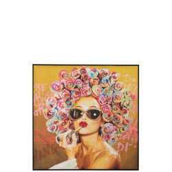 J-Line Wall decoration graffiti woman lipstick canvas/paint mix