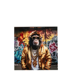 J-Line Wall decoration cool monkey glass multicolored