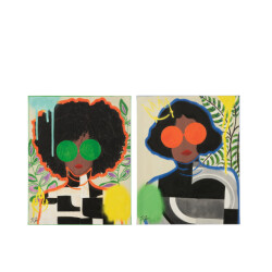 J-Line Wall deco women popart canvas mix small assortment of 2