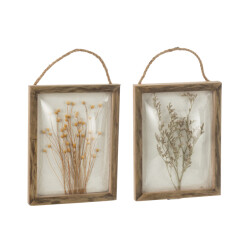 J-Line Wall decoration grass mdf mix assortment of 2