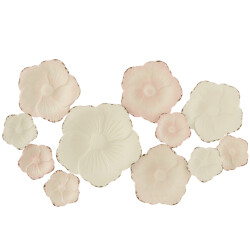 J-Line Wall deco flowers metal pink/white