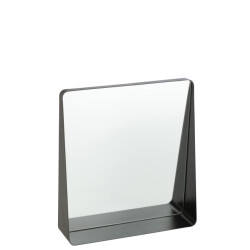 J-Line Wall mirror square metal/glass black