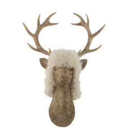 J-Line Reindeer head hanging poly light brown large