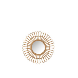 J-Line Mirror ellen round rattan natural small