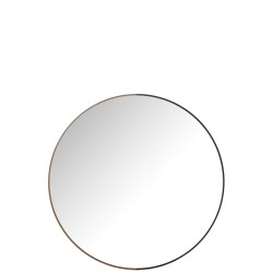 J-Line Mirror round metal/wood black large