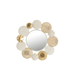 J-Line Mirror round circles metal white/gold