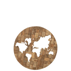 J-Line Wanddecoratie wereldkaart hout