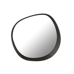 J-Line Wall mirror round metal/glass black large