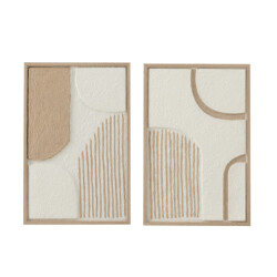 J-Line Painting shapes paper white/beige assortment of 2