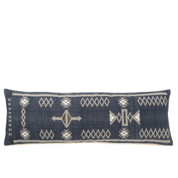 J-Line Cushion rectangle ethnic patterns cotton dark blue/white