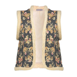 Geisha gilet print 55717-20 999 black/olive/pink