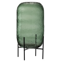 J-Line Vase round irregular glass green large