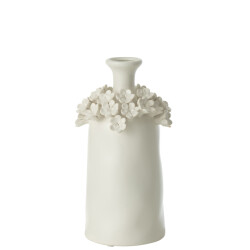 J-Line Vase yucca flower ceramic white medium