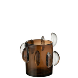 J-Line Vase steggy low glass brown