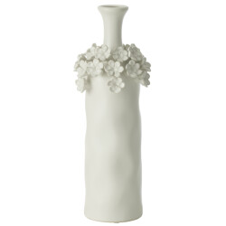 J-Line Vase yucca flower ceramic white large