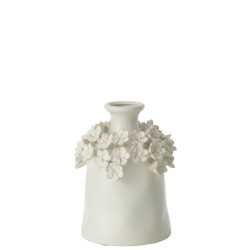 J-Line Vase yucca flower ceramic white small