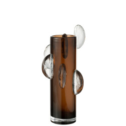 J-Line Vase steggy glass brown small