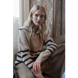 Geisha 54501-10 720 pullover zip striped sand/black