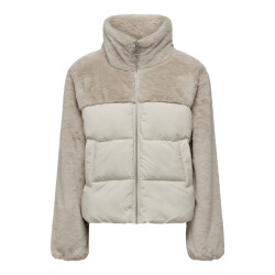 Only Onlwanja fur puffer mix jacket beige