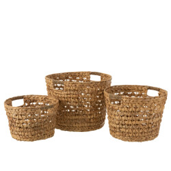 J-Line Set of 3 baskets water hyacinth natural