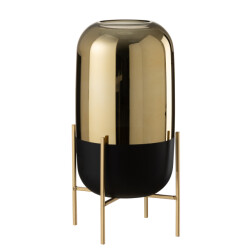 J-Line Windlicht op voet glas goud large