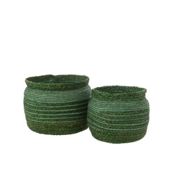 J-Line Set of 2 basket braided edge seagrass green