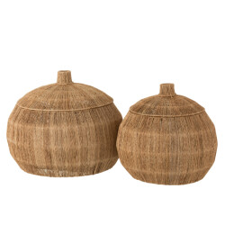 J-Line Set 2 baskets dantya ball jute natural