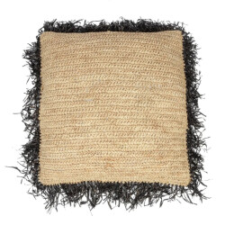 Bazar Bizar The raffia cushion cover square natural black 60x60