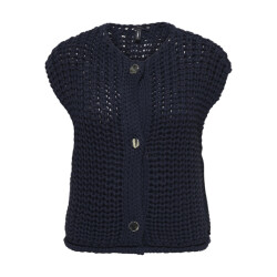 Only Onlchloe ss rib button vest knt navy