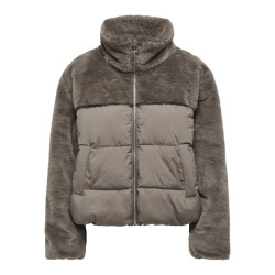 Only Onlwanja fur puffer mix jacket noos otw taupe