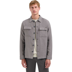 No Excess Overshirt full button stretch grey