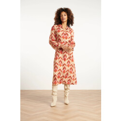 Smashed Lemon Aztec midi jurk in warmroze en camel |