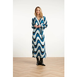 Smashed Lemon Golvende print maxi jurk in zwart en blauw |