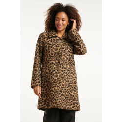 Smashed Lemon Bouclé dierenprint jas in camel en zwart |