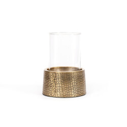 Bazar Bizar The croco candle holder with glass brass l