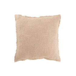 J-Line Cushion frayed edges cotton/polyester beige