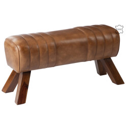 J-Line Gym bench leather/wood cognac
