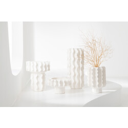 J-Line Vase helix round ceramic white small