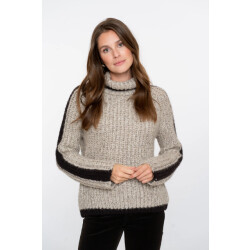 Geisha 54562-23 720 pullover stripe at sleeve sand melange/brown