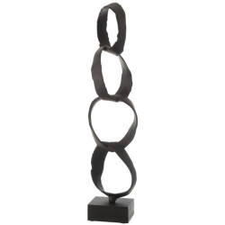 J-Line Figure rings on foot aluminium black large