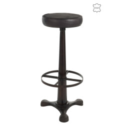 J-Line Bar stool leather/metal black