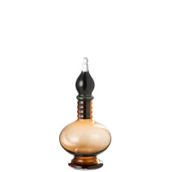 J-Line Vase+cap phial deco jo glass brown small