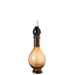 J-Line Vase+cap phial deco jo glass brown medium