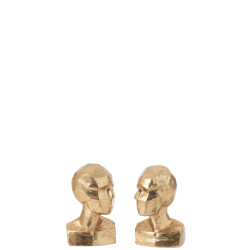 J-Line Set of 2 bookend head geometrical resin gold