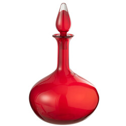 J-Line Vase+stopper bottle glass red