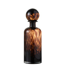 J-Line Bottle+stop speck decorative glass brown/black medium