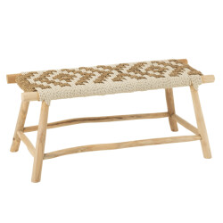 J-Line Bench waverly teak wood/seagrass natural/white